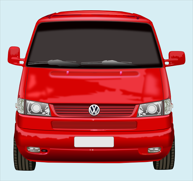 dodávka, VW, červená